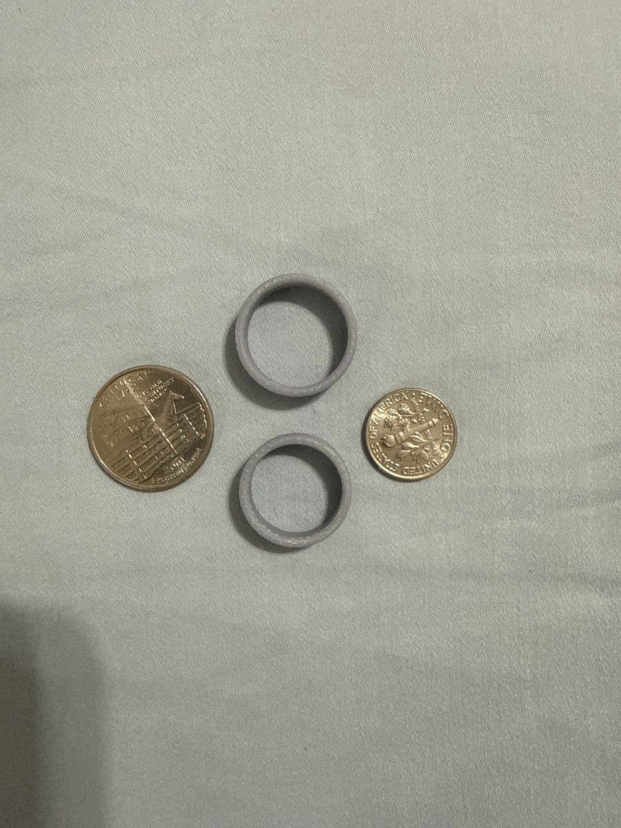 Resin Ring Try-On Sample prototype fit sample, quarter and dime for scale